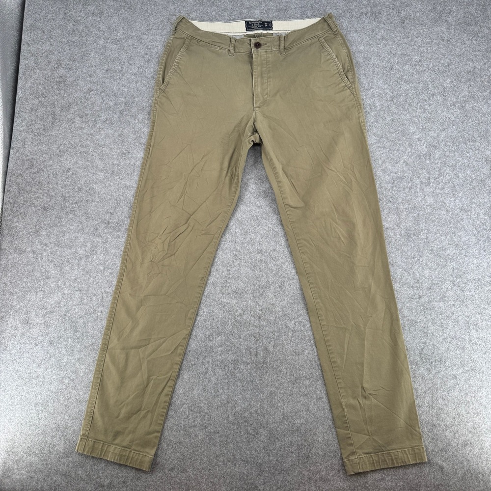 VTG Y2K Abercrombie & Fitch Pants Mens 32x34 Langdon Slim Olive Green Stretch